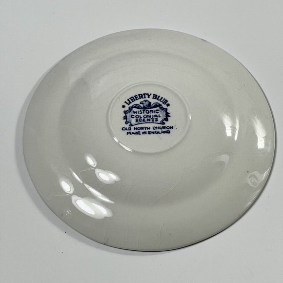 4 Vtg Liberty Blue Old North Church 5.75 inches saucersColonial Scenes Pre-Owned - Picture 11 of 13